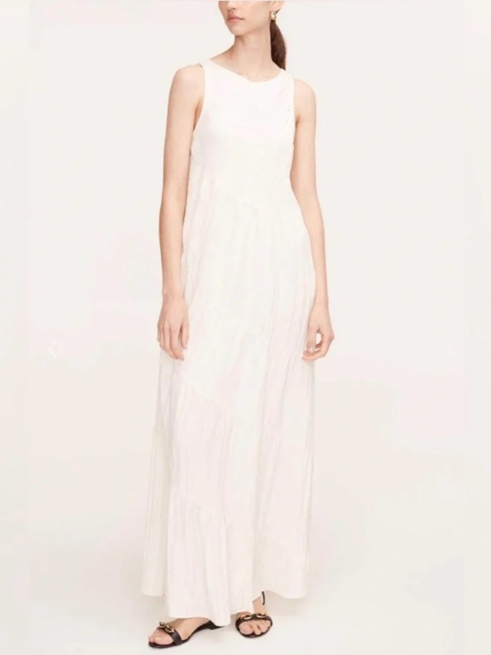REBECCA TAYLOR SLEEVELESS ASYMMETRIC TIERED MAXI DRESS Tapioca S